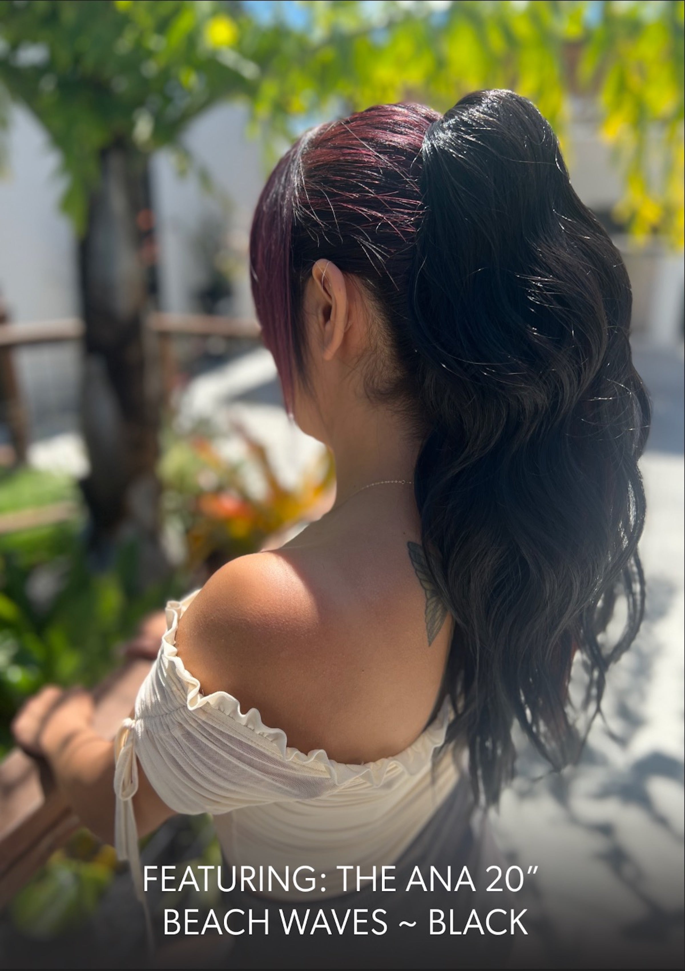 Ana Beach Waves 20 Inch Black Clip On Salon Quality Synthetic DIY Qcura Ponytail Hair Extension