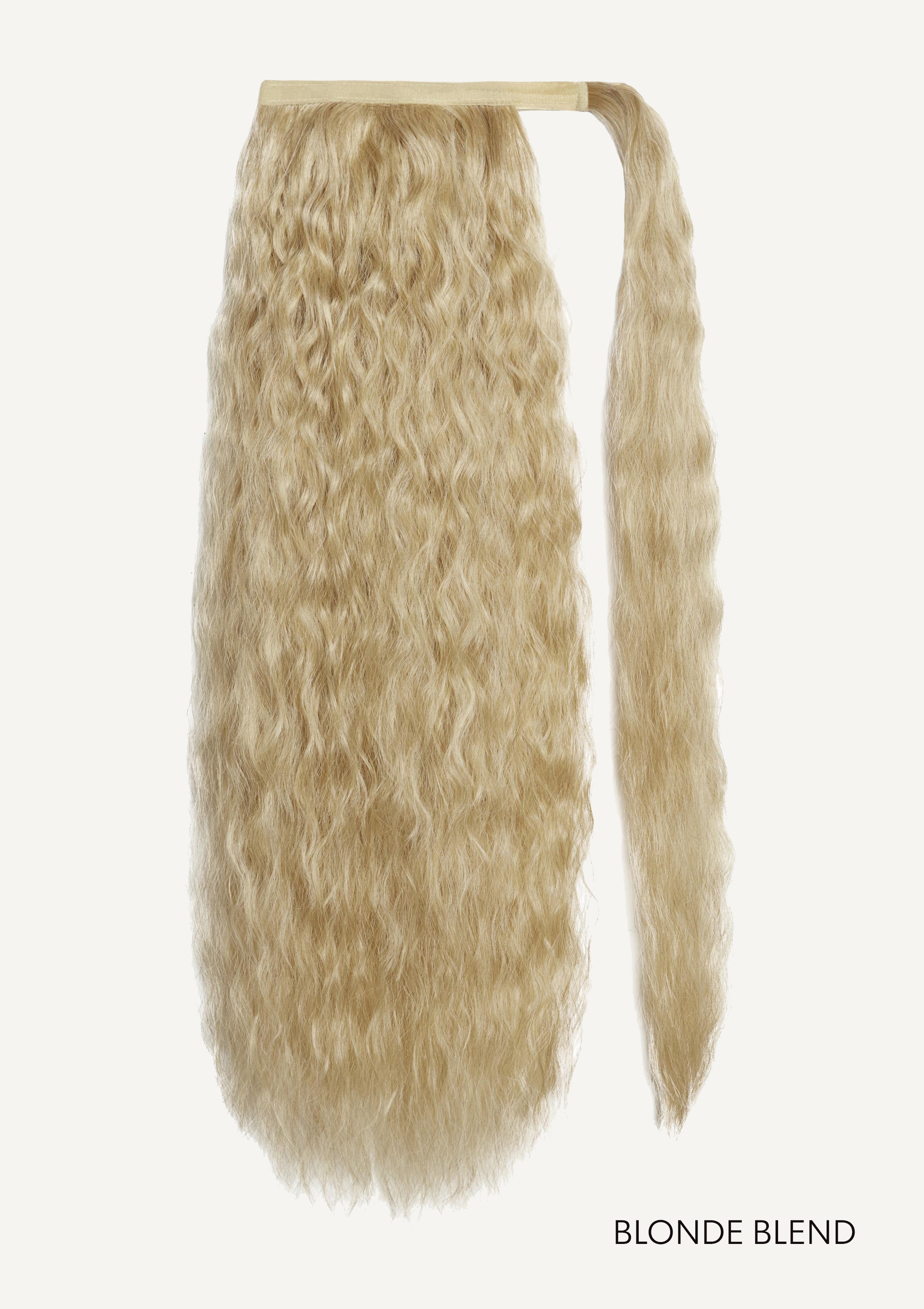 Front Rae Tousled Texture 22 Inch and 26 Inch Blonde Blend Wrap Around Salon Quality Synthetic DIY Qcura Ponytail Hair Extension