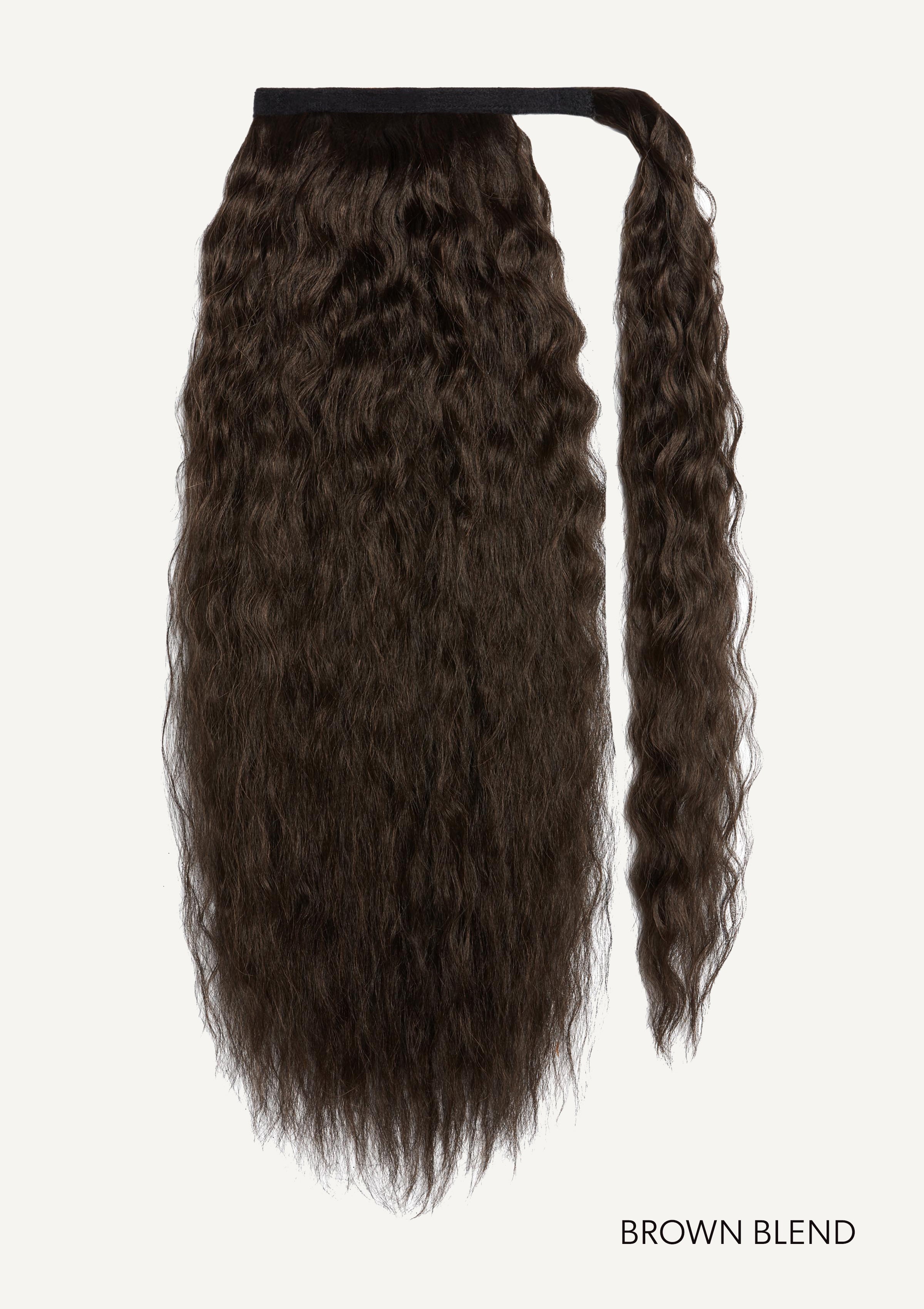 Front Rae Tousled Texture 22 Inch and 26 Inch Brown Blend Wrap Around Salon Quality Synthetic DIY Qcura Ponytail Hair Extension