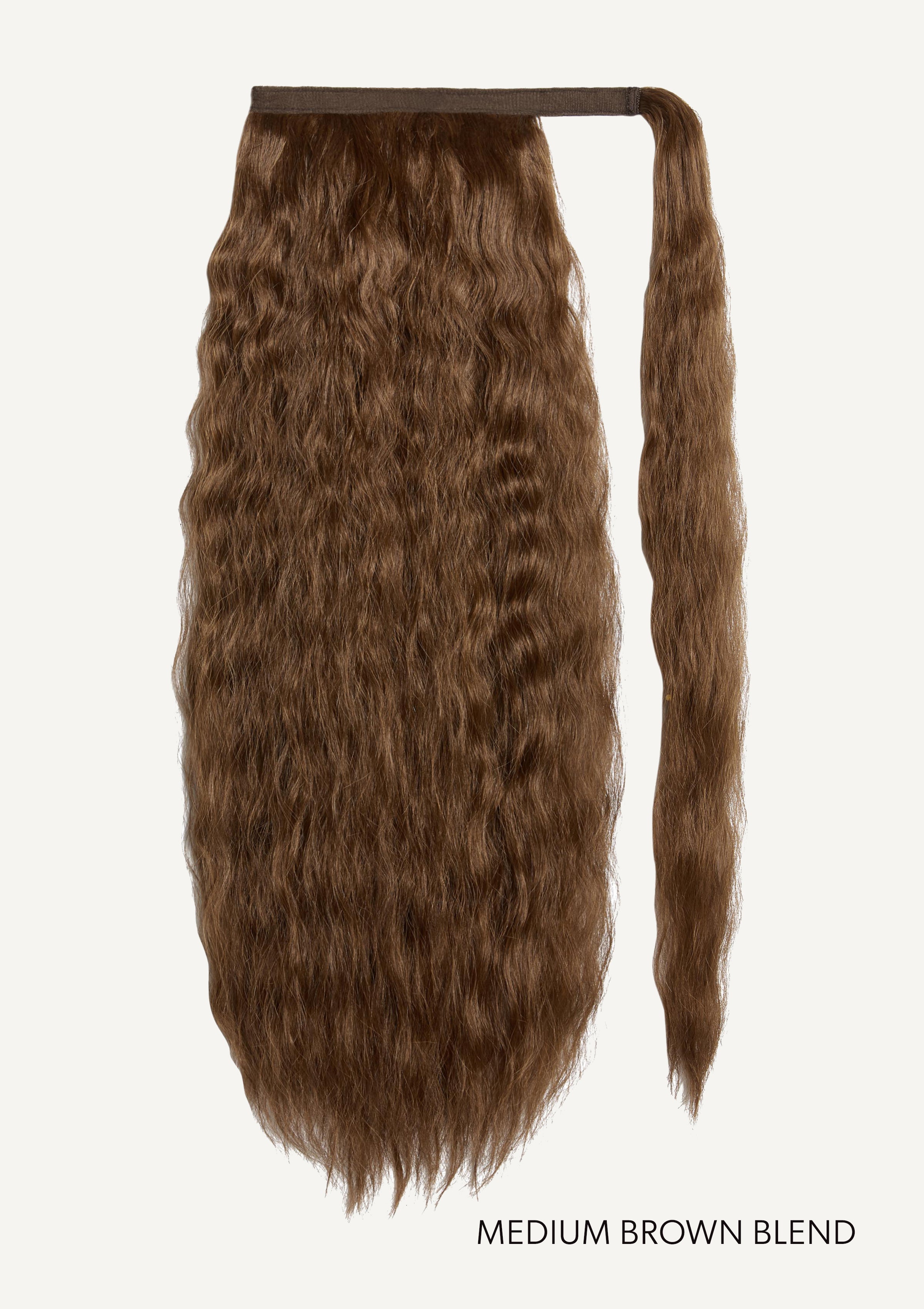 Front Rae Tousled Texture 22 Inch and 26 Inch Medium Brown Blend Wrap Around Salon Quality Synthetic DIY Qcura Ponytail Hair Extension