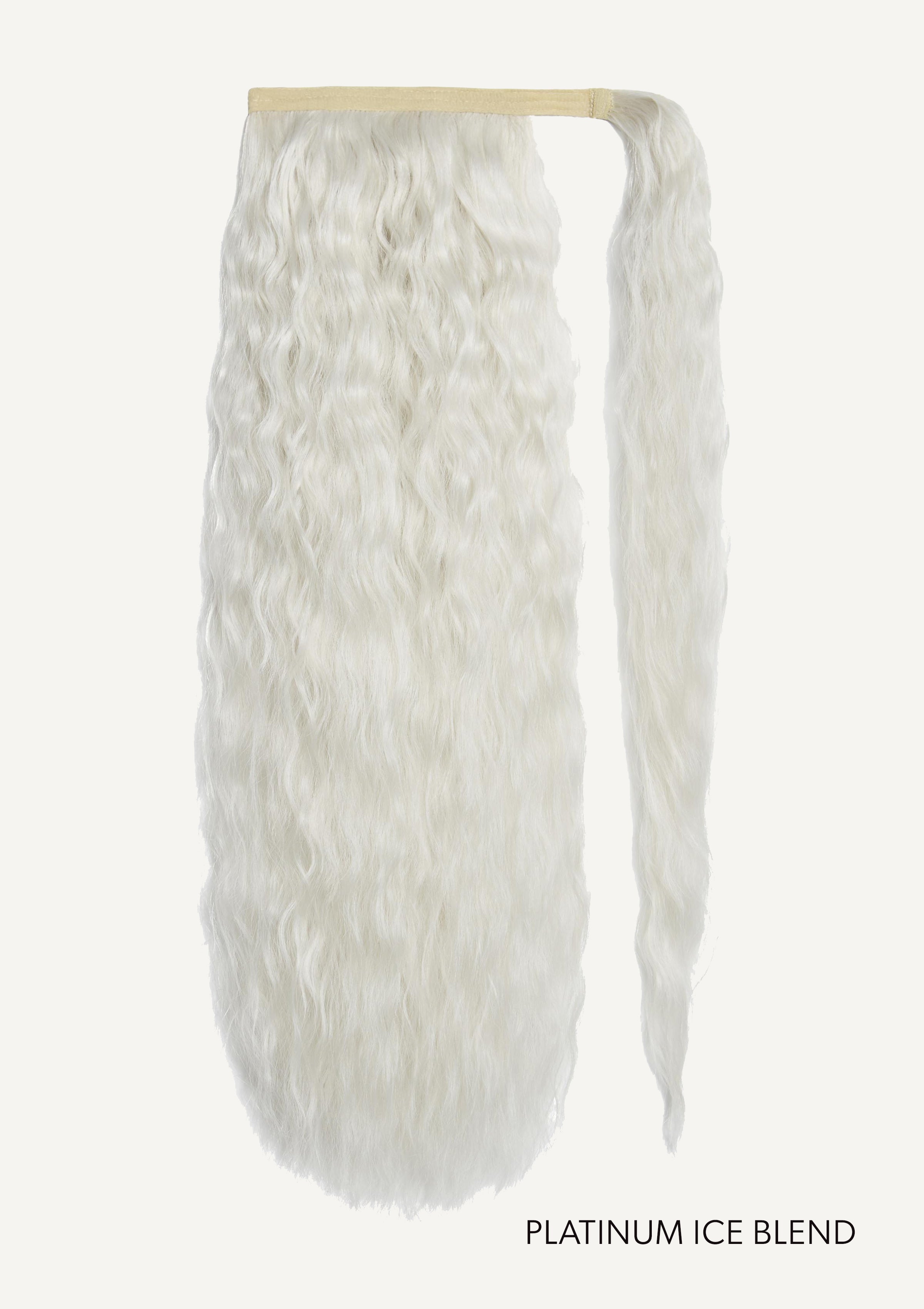 Front Rae Tousled Texture 22 Inch and 26 Inch Platinum Ice Blend Wrap Around Salon Quality Synthetic DIY Qcura Ponytail Hair Extension