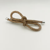 Crystal Knotted Bow Barrette - Gold