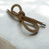 Crystal Knotted Bow Barrette - Gold