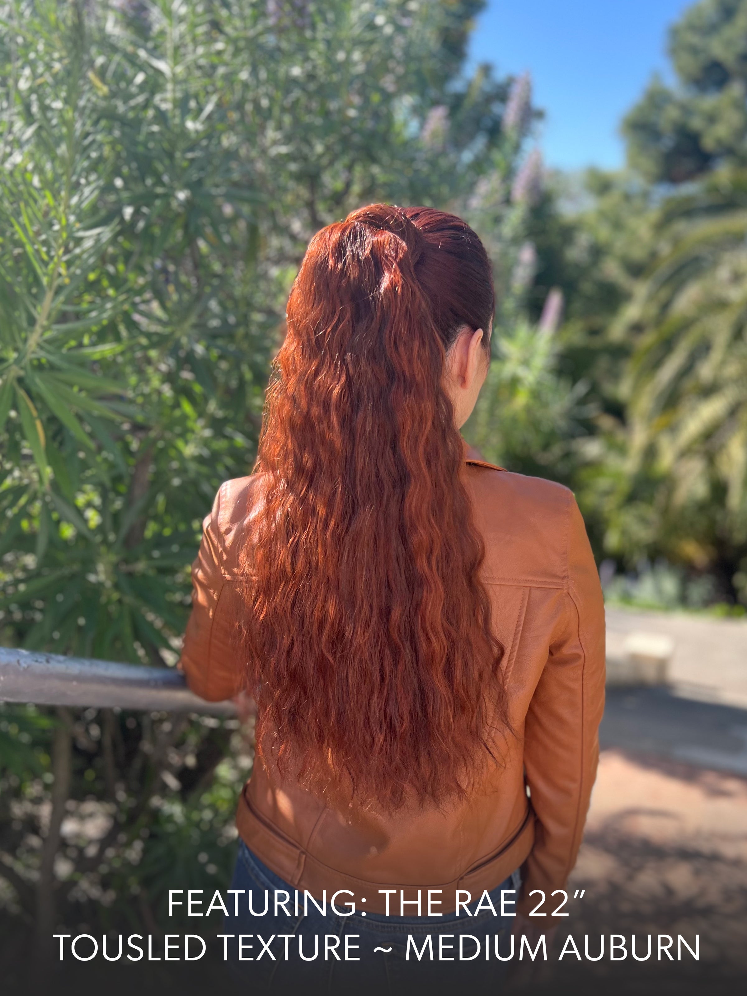 Rae Tousled Texture 22 Inch Medium Auburn Wrap Around Salon Quality Synthetic DIY Qcura Ponytail Hair Extension