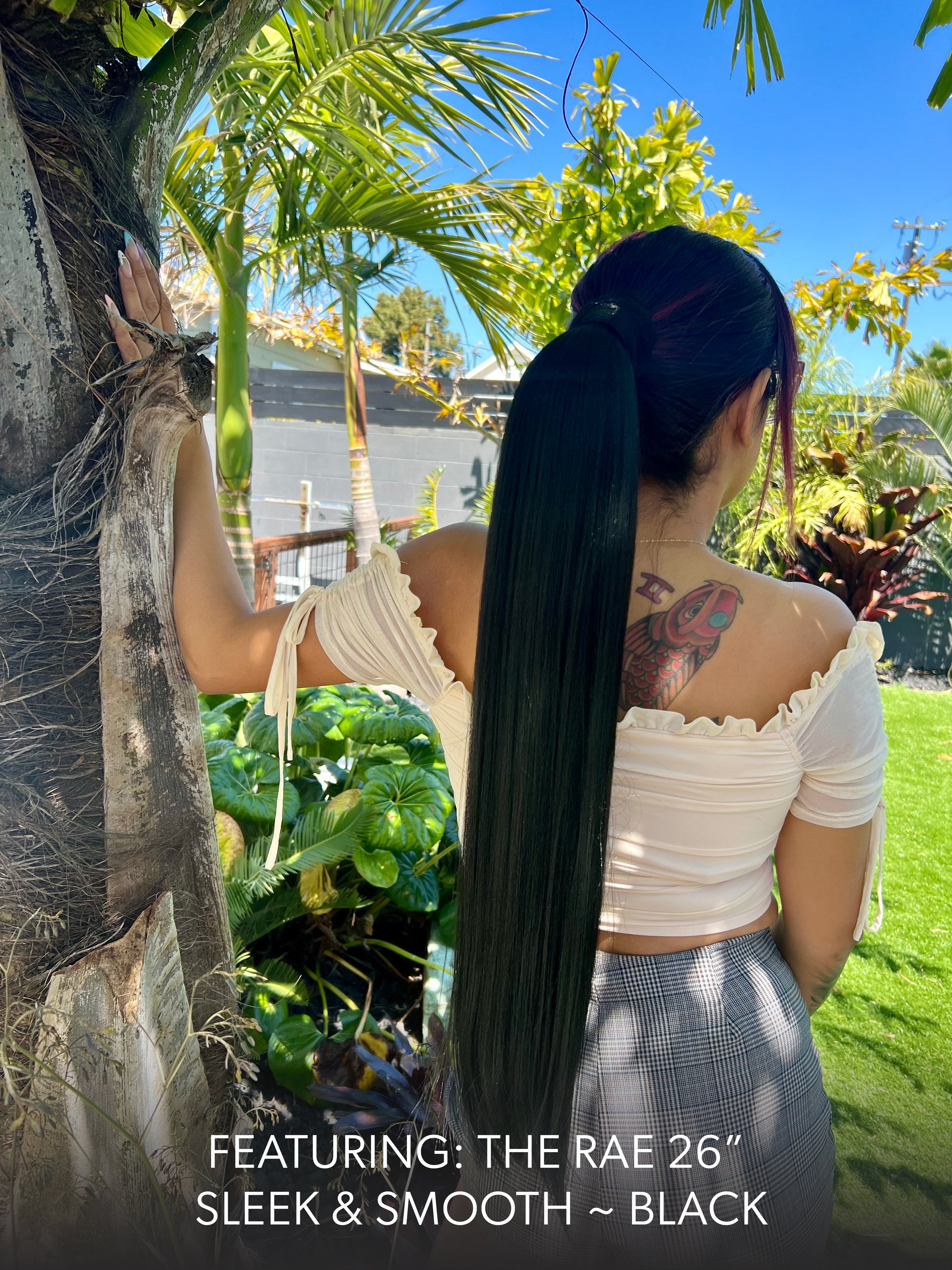 Rae Sleek and Smooth 26 Inch Black Wrap Around Salon Quality Synthetic DIY Qcura Ponytail Hair Extension