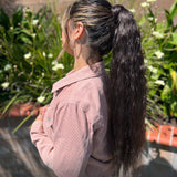 Rae Tousled Texture 26 Inch Brown Blend Wrap Around Salon Quality Synthetic DIY Qcura Ponytail Hair Extension