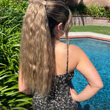 Rae Tousled Texture 26 Inch Dark Blonde Wrap Around Salon Quality Synthetic DIY Qcura Ponytail Hair Extension