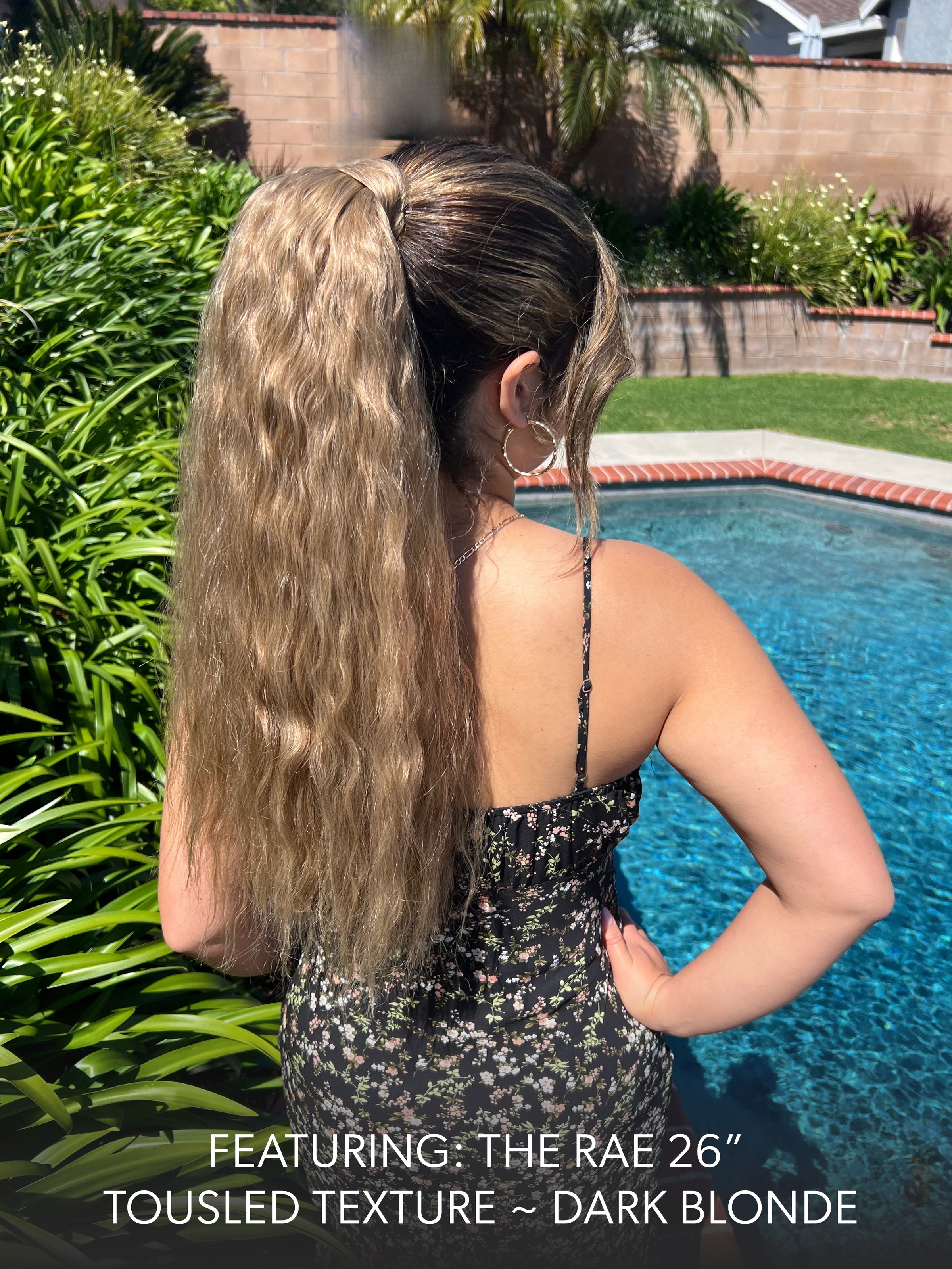 Rae Tousled Texture 26 Inch Dark Blonde Wrap Around Salon Quality Synthetic DIY Qcura Ponytail Hair Extension