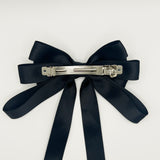 Classic Layered Bow Barrette - Black