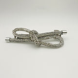 Crystal Knotted Bow Barrette - Silver