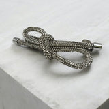 Crystal Knotted Bow Barrette - Silver
