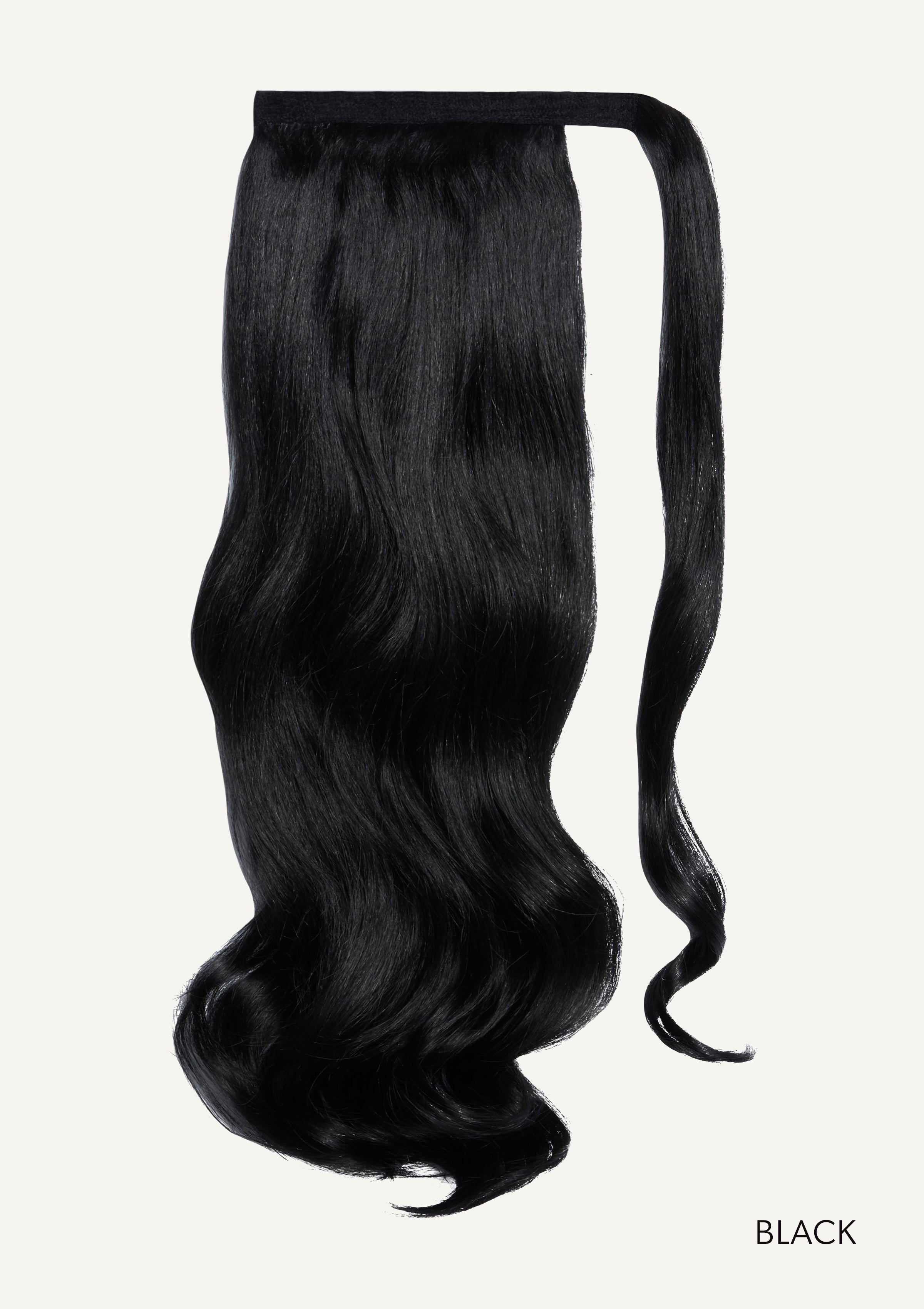 Front Rae Lush Curl 22 Inch and 26 Inch Black Wrap Around Salon Quality Synthetic DIY Qcura Ponytail Hair Extension