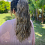 Ana Beach Waves 20 Inch Dark Ash Blonde Clip On Salon Quality Synthetic DIY Qcura Ponytail Hair Extension