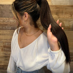 Rae Sleek and Smooth 22 Inch Brown Blend Wrap Around Salon Quality Synthetic DIY Qcura Ponytail Hair Extension