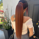 Rae Sleek and Smooth 22 Inch Medium Auburn Wrap Around Salon Quality Synthetic DIY Qcura Ponytail Hair Extension
