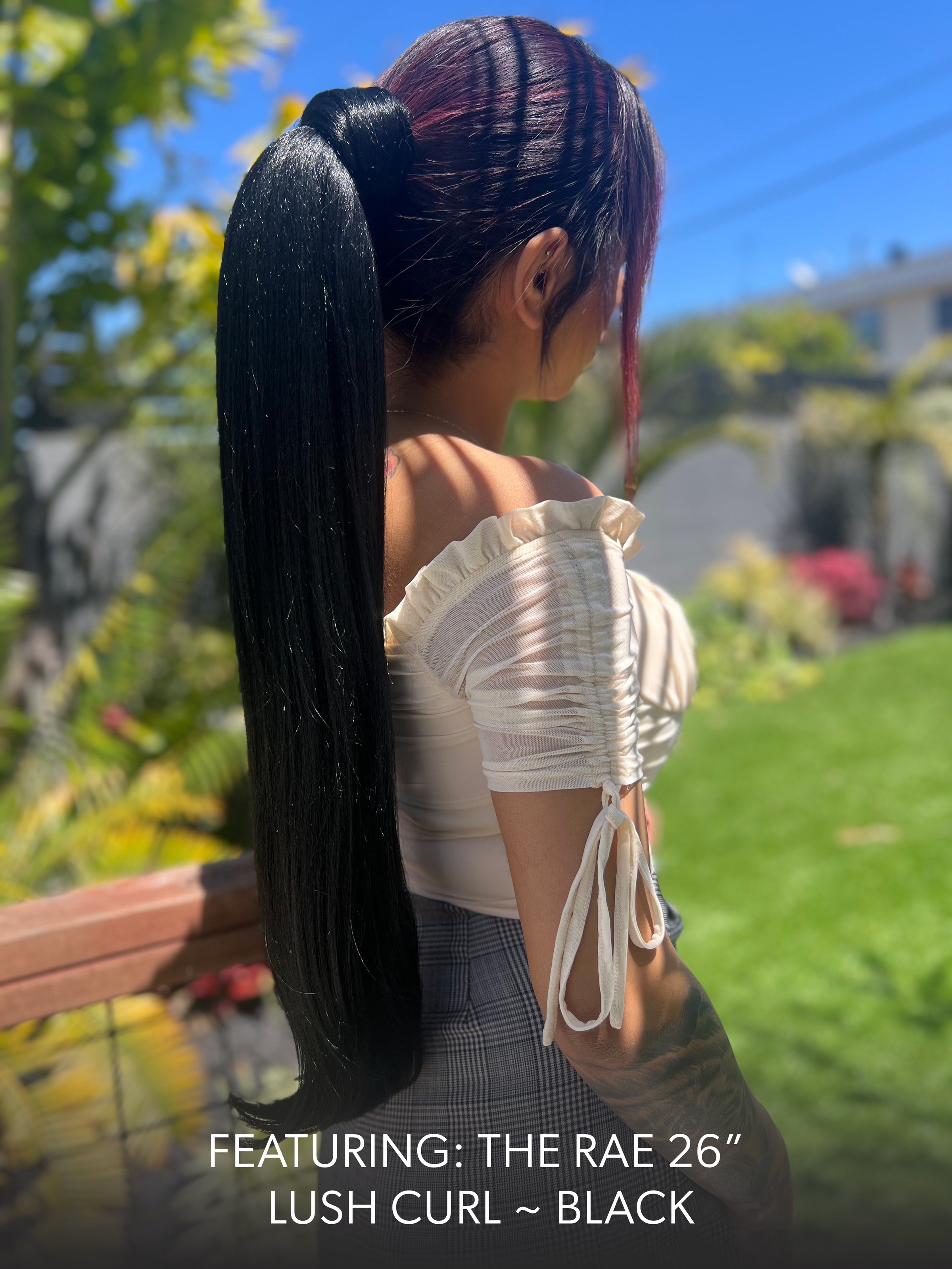 Rae Lush Curl 26 Inch Black Wrap Around Salon Quality Synthetic DIY Qcura Ponytail Hair Extension