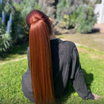 Rae Sleek and Smooth 26 Inch Medium Auburn Wrap Around Salon Quality Synthetic DIY Qcura Ponytail Hair Extension