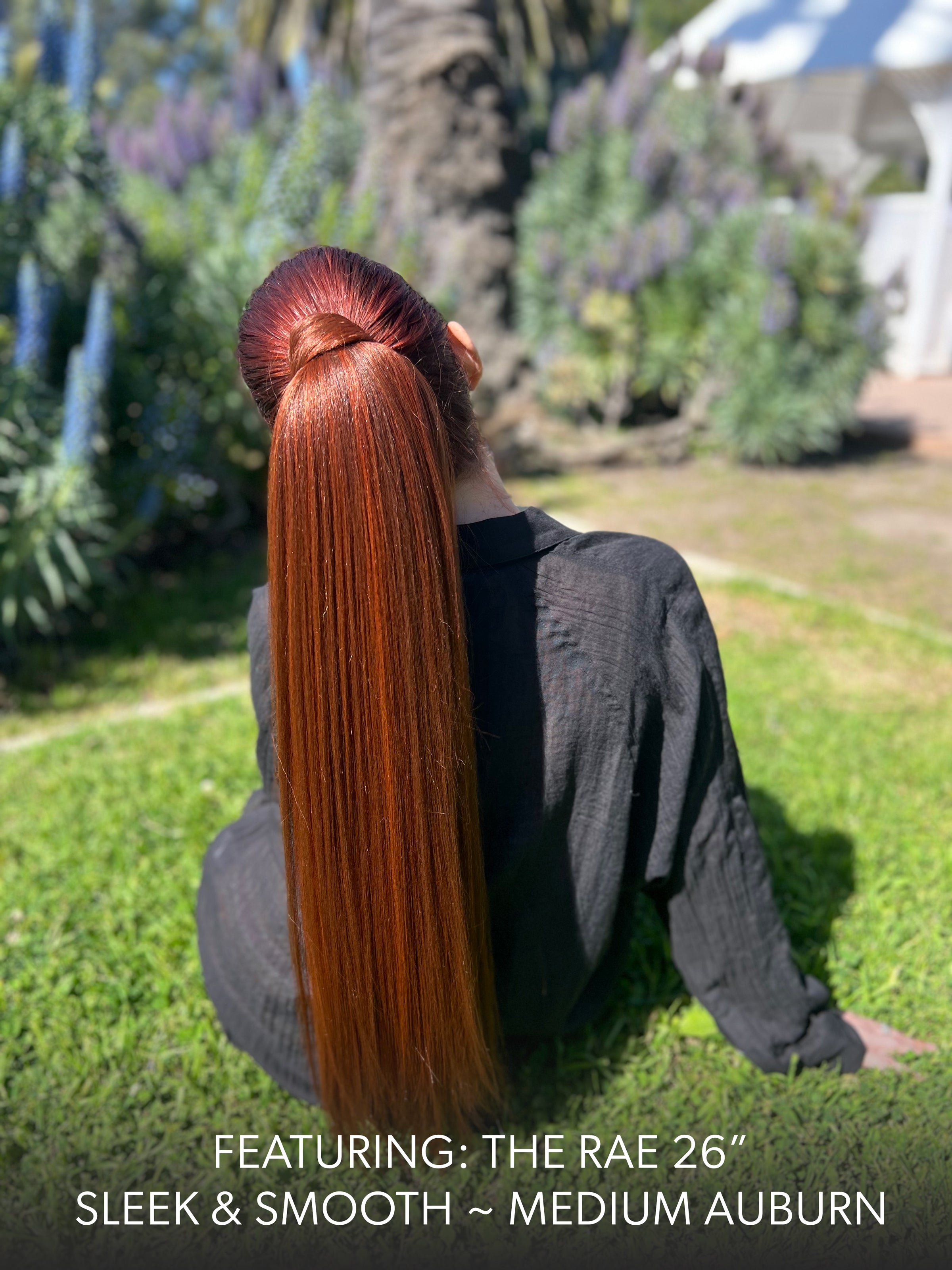 Rae Sleek and Smooth 26 Inch Medium Auburn Wrap Around Salon Quality Synthetic DIY Qcura Ponytail Hair Extension