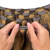 #P4/27 Balayage Caramel Dimensional Blend 7-Piece Remy Clip-In Essential